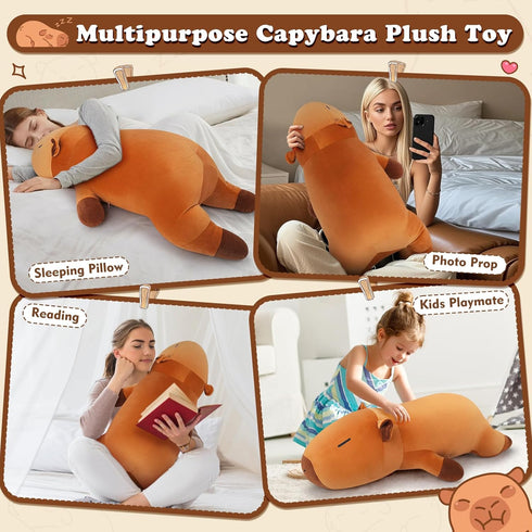 30'' Giant Capybara Plush Stuffed Animal- Capybara Plush Pillow Plushies, Large Sleeping Capybara Plush Toy, Cute