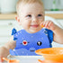 Silicone Bibs with Food Catcher Pocket, Adjustable Blue Fish Feeding Bibs with Trough for Littles