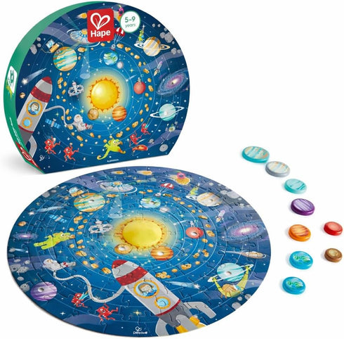 Hape Solar System Puzzle | Round Solar System Puzzle Toy for Kids,