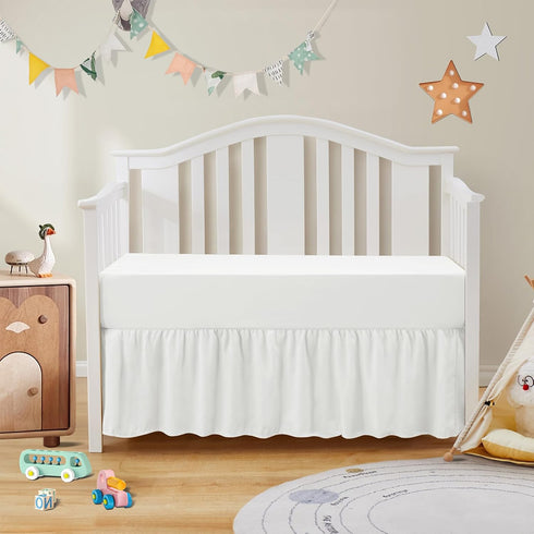 2-Piece Set 52"x28" 14" SiinvdaBZX Ruffled Crib Skirt & Microfiber Crib Sheet, Fit for Baby Standard Crib & Nursery