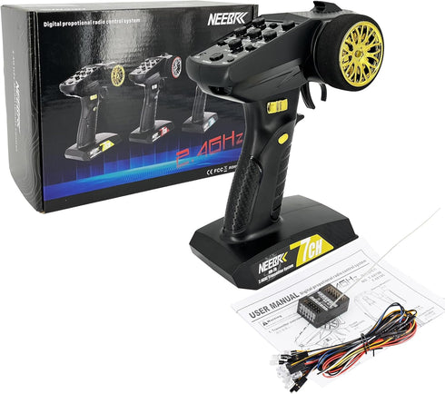 NEEBRC 7 12LED Set, 2.4GHz Channels RC Transmitter with Receiver Built-in Light Control System and Light Radio Remote