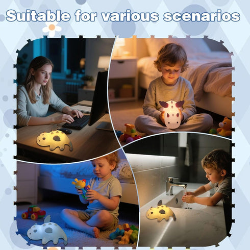 Cute Silicone Night Light for Kids - Touch Control LED Nursery Lamp for Baby Toddler Bedroom, Portable Battery Powered