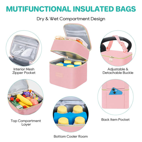Pack, 4 5 PIIOSER Insulated Baby Bottle Tote Bags with Ice Fits Baby Bottles Up to Ounce, Portable Breastmilk Cooler