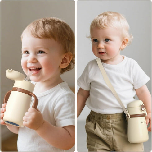 316L 11 oz (1 Pack, Evorie Leak Proof Vacuum Insulated Water Bottle, Stainless Steel Sippy Cup for Toddlers, Straw Cup