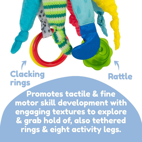 0 Lamaze Clip On Car Seat and Stroller Toy - Captain Calamari - Crinkle Car Seat Toys and Stroller Toys - Sensory Toys