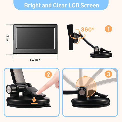 BTLMEMO 4.3" 1080P, Baby Car Camera Monitor for Backseat - Baby Car Mirror - Safety Rear Facing Infant Back Seat Camera