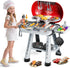 Playset 3-5, 2-Layer Set, Kids Grill for Toddlers Outdoor BBQ Cooking Toy with Smoke, Lights and Sounds, Backyard