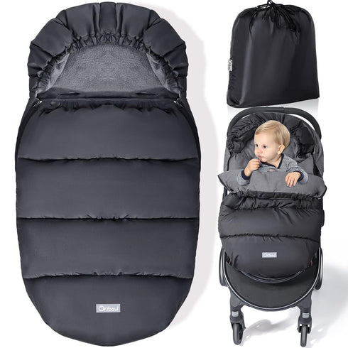 Orzbow Universal Footmuff for Stroller - Winter Warm Bunting Bag, Waterproof Coral Fleece Lined for Toddler