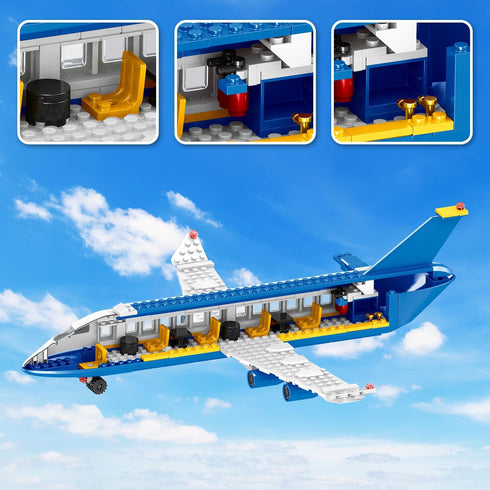 510 Set, 6 IN1 6-12+ WINGIFT Pcs City Passenger Airplane Building Plane Building Blocks Toys, STEM Aircraft Bricks
