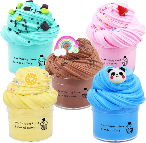 5 Pack Butter Slime Kit - Non Sticky, Super Soft Sludge Toy, Birthday Gifts for Kids, Party Favor for Girls & Boys