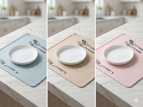 Yellow - Premium Silicone Placemat for Toddlers - Non-Slip, Easy Clean Design, Kids Placemats for Dinning Table