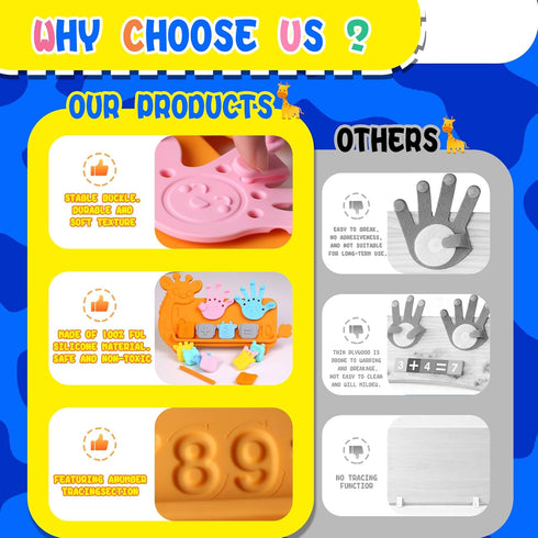 3-5,Number Counting 3-5 DOCEPERT Preschool Learning Toys,Upgraded Silicone Montessori Educational Math Manipulatives