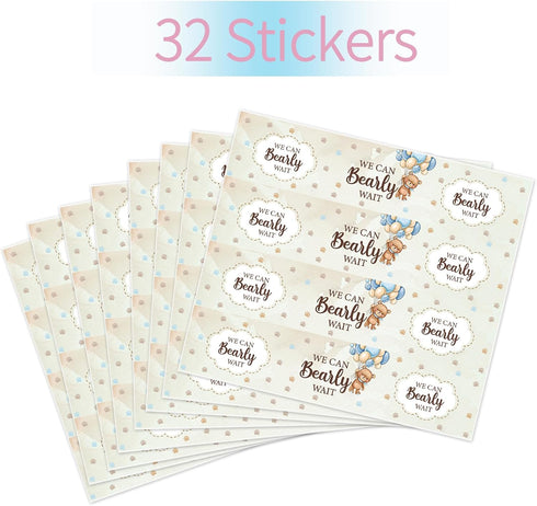 Maicaiffe 32 We Can Bexrly Wait Water Bottle Stickers, Baby Shower Water Bottle Label, Kids Birthday Party Decorations