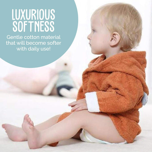 BlueMello Ultra-Soft Baby Fox Bathrobe, Hooded Robe for Toddlers 0-6 Months, Ideal Infant Boy & Girl Gift