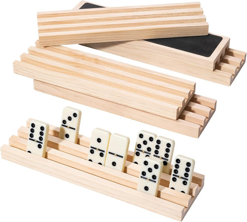 Wooden Domino Holders for Classic Games, Set of 6 Domino Racks for