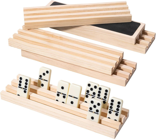 Wooden Domino Holders for Classic Games, Set of 6 Domino Racks for