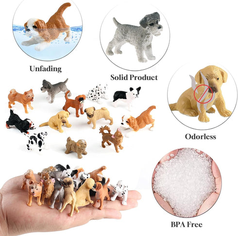 12PCS Mini Dog Figurines - Realistic Hand Painted Tiny Dog Toys Playset for Kids, Miniature Puppy Cake Topper