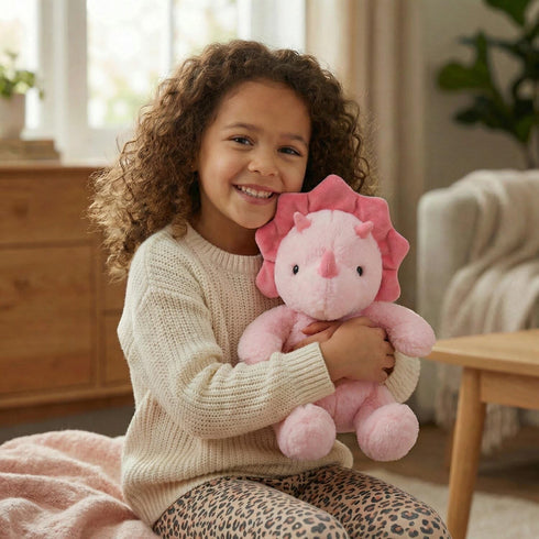 3-5, 9" VANLINNY Dinosaur Stuffed Animals, Pink Dinosaurs Toy for Kids Cute Triceratops Stuffed Baby Plush, Soft