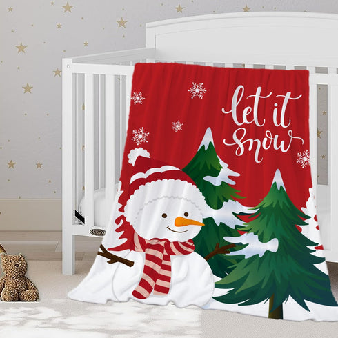 YeeJu Christmas Throw Blanket, Kids Small Red Snowman Blanket for Girls Boys, Soft Lightweight Fleece 40x50