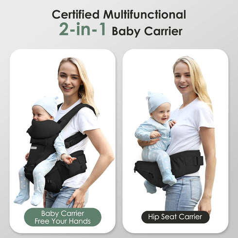 6 1 FRUITEAM Baby Carrier Newborn to Toddler in Hip Waist Stool with Head and Lumbar Support, Safety - Certified Hip