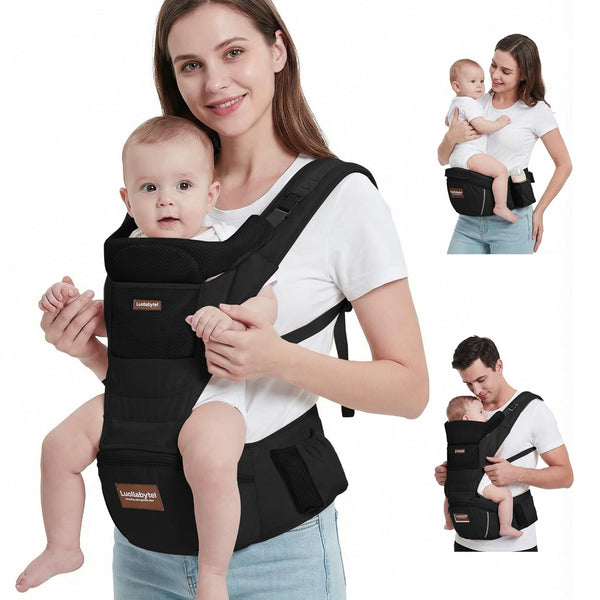 Baby Carrier with Hip Seat, 6-in-1 Baby Carrier Newborn to Toddler, Forward-Facing