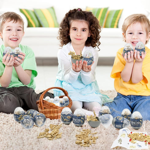 UMEELR 12Pcs 12 1 Pre Filled Easter Eggs Dinosaur Skeleton Building Blocks, in Easter Eggs for Kids Easter Egg Hunt