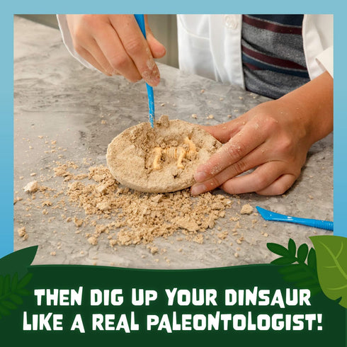 MindWare Dino Egg Dig Kit, Make 2 Giant Dino Eggs and Excavate the Dinosaur, Includes Science Experiment