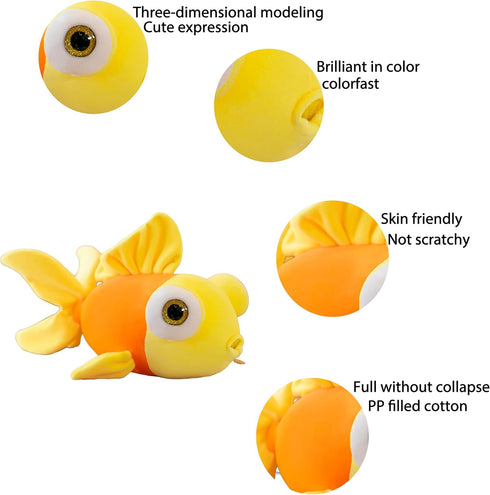 13.8" Goldfish Plush Stuffed Animal Soft Cute Goldfish Hug Doll Pillow Yellow