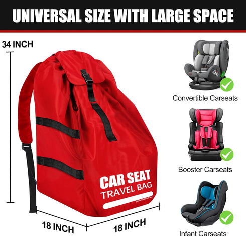 Backpack Car Seat Travel Bag for Airplane, Large Car Seat Bags for Air Travel with Comfort Padded Straps, Carseat