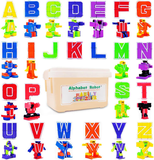 26 3-5, Pieces Alphabet Robots for Kids Alphabet Learning Toys, Alphabots Transform Letters for Educational ABC