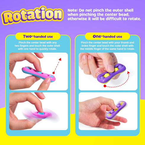 6 Pack LESONG Fidget Sensory Toys for Kids: Colorful Finger Spinner Toys - Stress Relief ADHD Tools for Kids