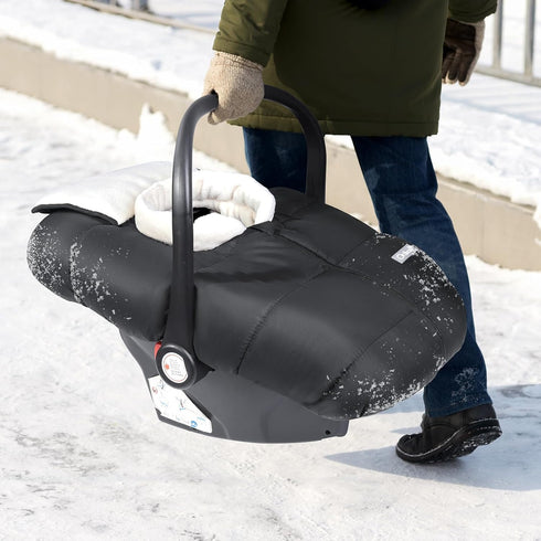 Orzbow Car Seat Cover Baby, Carseat Covers Baby for Infant Boys & Girls, Coral Fleece Winter Car Seat Cover with Collar
