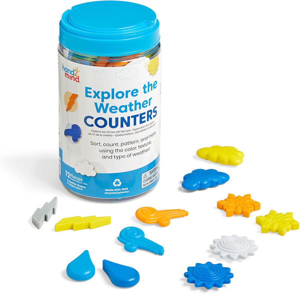 hand2mind Explore The Weather Counters - Weather Toys, Meteorology for Kids, Math Counters, Montessori Materials