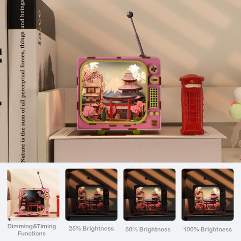 QuesEfflore 3D Set Under Mount Fuji Wooden Puzzle with LED Lights, DIY Craft Model Kit for Adults & Kids, Creative