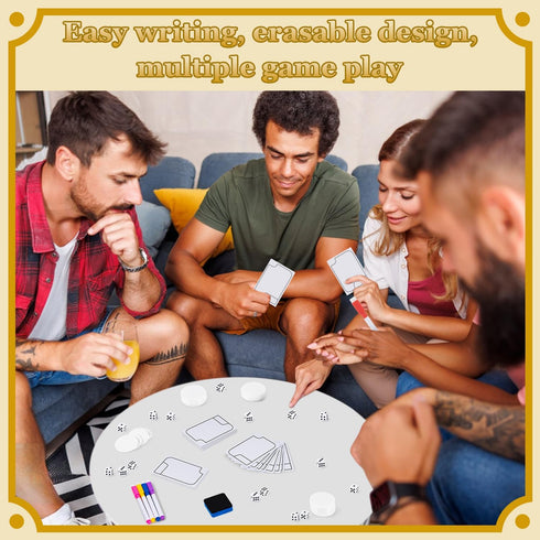 24 Pcs Reusable Erasable Cards - Multifunctional Tokens, White Blank Flash Cards & 8 Marker Pens