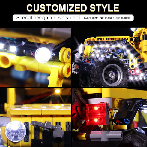 LED Light Kit for Lego Jeep Wrangler 42122, Compatible Lighting for Jeep Wrangler - Without Model (Remote Control