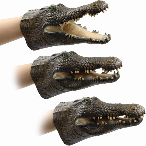 Yolococa Alligator Puppet, Realistic Crocodile Head Hand Puppet for Kids, Soft Latex Rubber
