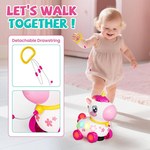 1 6-9-12-18 Unicorn Toys for Year Old Girl Gifts, Baby Musical Learning Toys Months, Bilingual Educational Toys