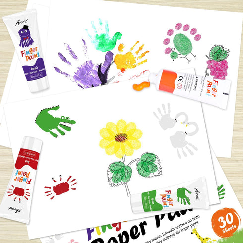 AROIC 8PCS Washable Finger Paint for Kids, Non-Toxic 8 Colors Art Supplies for Toddlers & DIY Crafts