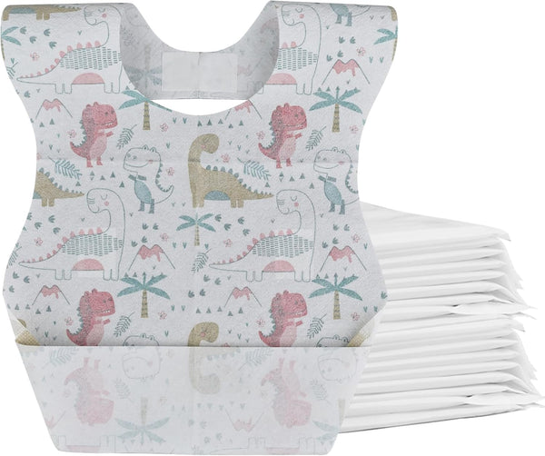 WYSLP Baby Disposable Bibs Travel Feeding Bib 25pcs - Leakproof Liner, Food Catcher