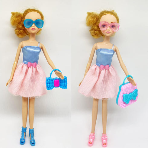 70PCS Doll Accessories, 50 Pairs Doll Shoes, 10 Doll Handbags, 10 Doll Glasses, Fashion Playset for 11.5 Inch Girl Doll
