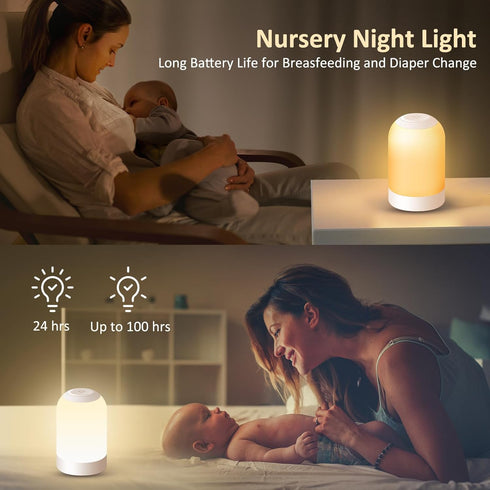 Dimmable Bedside Touch Night Light, Baby Nursery Nightlight for Kids Adults, Egg Light with Timer, Small Cordless Table
