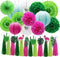 ADLKGG Tropical Flamingo Palm Leaf Banner, Party Decorations with Hanging Paper Fans, Lanterns, and Tissue Tassels