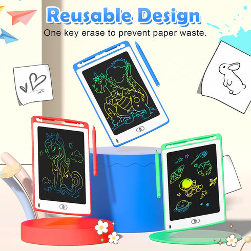 8.5 Inch 3 4 5 6 7 8 (12 Pack) Party Favor LCD Writing Tablet for Kids, Colorful Doodle Board Drawing Tablet
