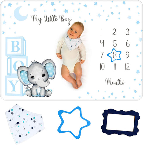 Amity Baby Monthly Milestone Blanket for Boy Premium Extra Soft Fleece for Baby Shower