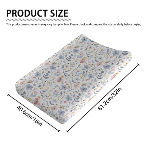 KuphiL10C Summer Girls-16x32 Spring Pastel Flowers Leaves Baby Changing Pad Cover, Unisex Floral Nursery Diaper