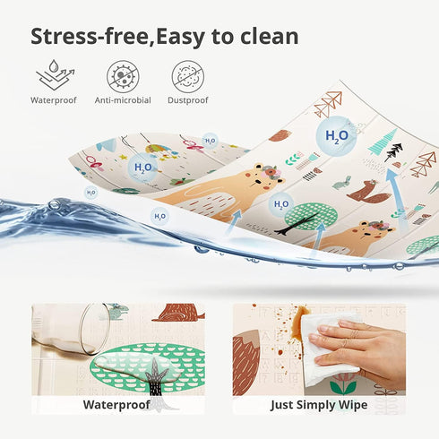 Tummy (Bear(59x59x0.4inch)) UANLAUO Foldable Baby Play Mat, Extra Large Waterproof Activity Playmats