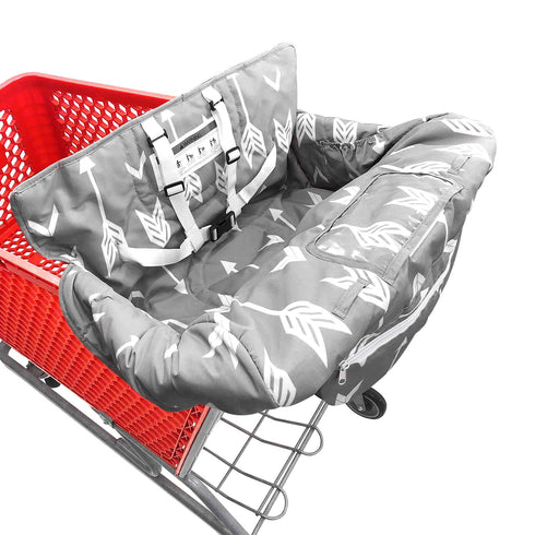 HIVVI Portable 2-in-1 Grocery Cart Seat Cover and Baby Highchair Cover (Gray Arrow)