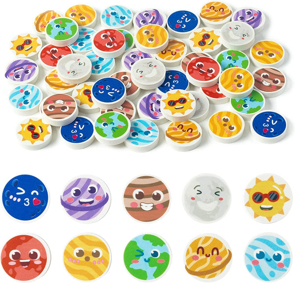 Haooryx 60Pcs Solar System Mini Eraser - Novelty Outer Space Pencil Erasers for Student Homework Rewards