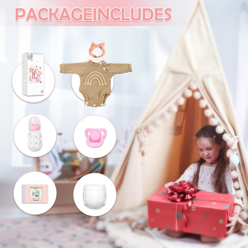 18 Inch Set 3 WOOROY Realistic Reborn Baby Dolls - Lifelike Newborn Baby Girl, Real Life Baby Dolls with Soft Weighted